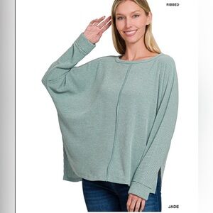 NWOT- Zenana Outfitters Ribbed Jade Top